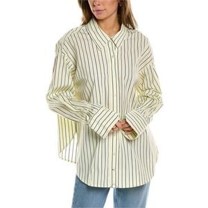 A.L.C. Monica Shirt Striped 100% Cotton Womens 12 Long Sleeve Button Down Blouse